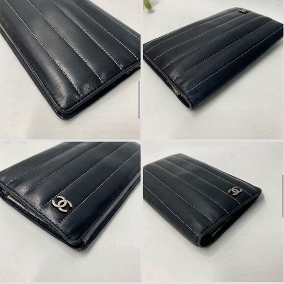 Authentic CHANEL Quilted Bifold Long Wallet Black - Picture 4 of 12